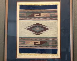 Framed Hand-Woven Southwestern-style Wool Rug