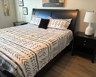 King Sleigh Bed with 2 Matching  Nightstands 