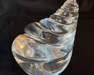 Vintage Steuben Glass Conch Shell Spiral Paperweight  