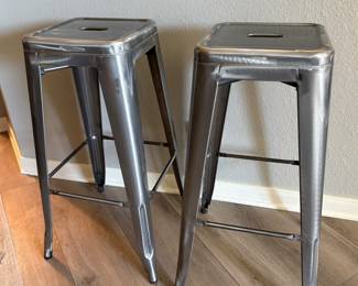 Pair of Metal Bar Height Stools  