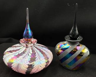 Iridescent Art Glass Perfume Bottles 