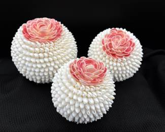 Trio of Seashell Spheres 
