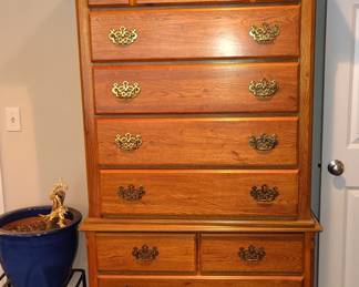 Golden Oak Highboy Dresser, Vintage Sears