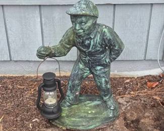 Vintage Lawn Jocky Statue With Lantern