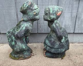 Boy And Girl Kissing Garden Statues 