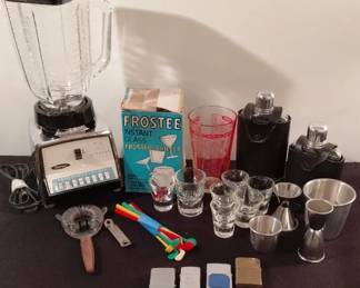 Assortment Of Bar Drinking Glasses, Vintage Blinder And More