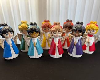 MCM Hand Painted Ceramic Singing Angel Figurines