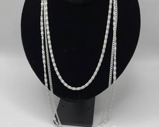 Vintage White Enameled Tri Strand Pendant Necklace