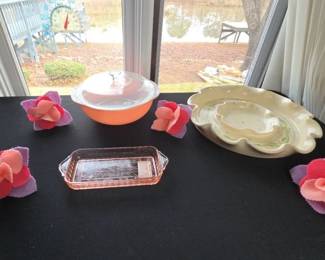 Pink Jeanette Glass, Pyrex Flamingo And More