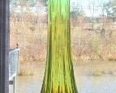 Vintage Mid Century Modern Green Art Glass Viking Swung Footed Vase