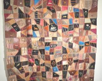 Vintage Hand Stitched Victorian Crazy Quilt