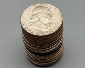 Roll silver Franklin half dollars