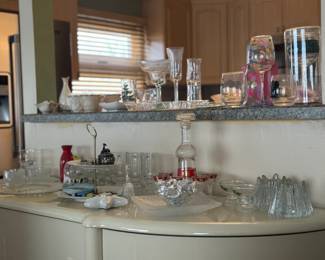 glassware and holiday platters