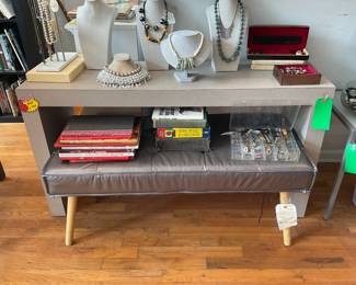 Linoleum beige console table (26.5” x 48” x 14”) 