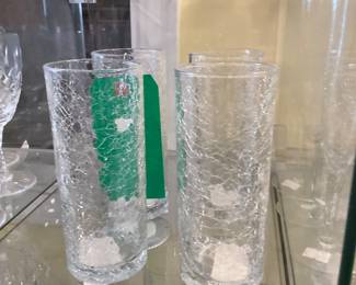 Vintage crackle high ball glasses (4)