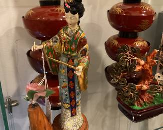 Rare vintage satsuma style Chinese cloisonné lady statue $42 + tax