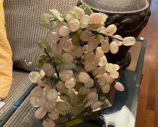 Vintage Chinese punk quartz and jade gemstone grape bonsai tree $52.50 + tac