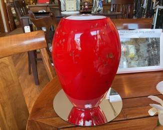 Italian art glass Murano style red and gold vase $50 + tax
