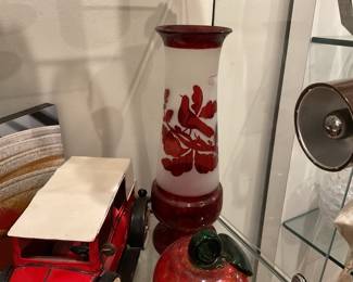 Vintage Bohemian Czech Ruby hand blown glass vase $12.50 + tax