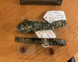 Antique Chinese carved jade belt hooks 