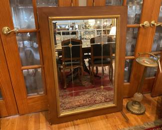 Vintage wood framed mirror with segmented glass design (44” x 32”)