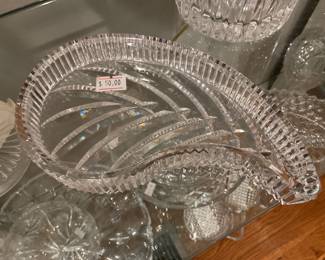Cut crystal paisley shaped dish $12.50 + tax
