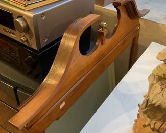 Vintage wood framed mirror with decorative topper 