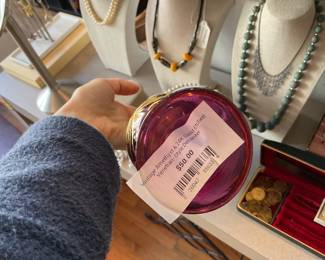 Vintage amethyst & 24k gold etched Venetian style decanter $12.40 + tax