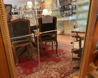 Vintage wood framed mirror with segmented glass design (44” x 32”)