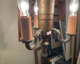 Antique Brass Floor lamp with 4 bulbs and marble base $125 + tax (62” tall)