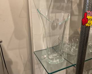 Signed “Schlanser” contemporary art glass prism vase $37.50 + tax
