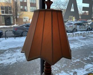 Vintage baroque style gilt wood candlestick table lamps (2) $100 + tax each 37.5” tall