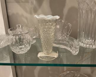 Vintage opalescent hobnail ruffle trumpet vase $11.25 + tax