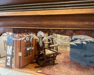 Vintage wood framed mirror with silver detailing $125 + tax (38” x 31”)