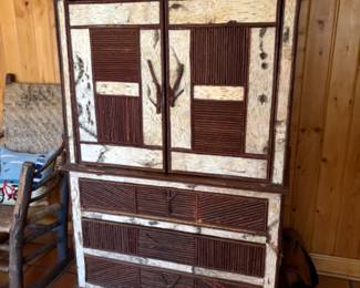 Adirondack birch and willow tall chest