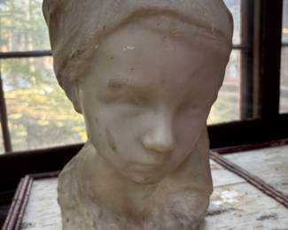 19th century marble sculpture of a young girl