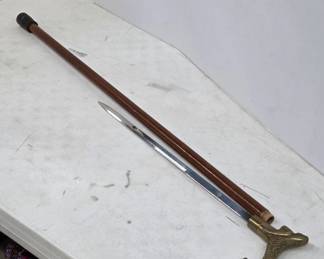 Brass Mermaid-Handle Cane with Concealed Sword