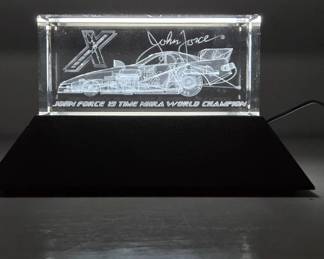 NHRA Racebricks John Force Etched Crystal