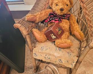 antique wicker rocker for dolls or kids