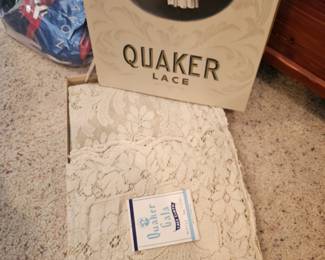Quaker lace tablecloth and napkins 