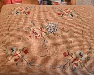 embroidered footstool, small