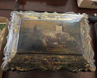 Paper Mache Fitted Needlework Box - England c. 1816-1864