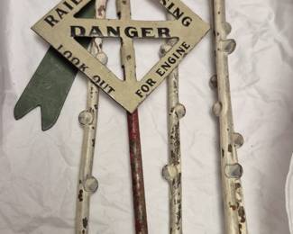 Metal Lionel railroad signs