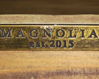 "Magnolia est. 2015" wood serving tray
