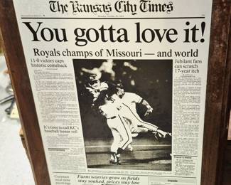 1985 Kansas City Royals Kansas City Times "You Gotta Love It" metal commemorative on wood plaque