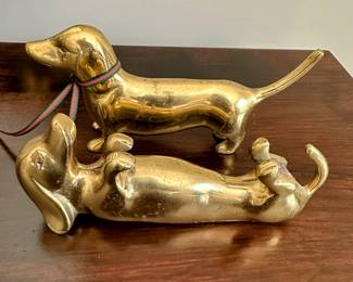 Brass Dachshunds pair