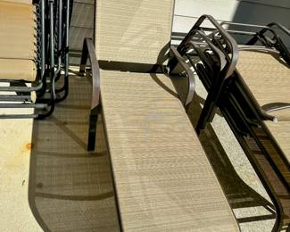 4 Woven patio Loungers and 2 zero gravity loungers