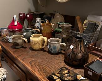 Pottery, mugs, goblets, vases