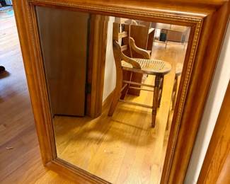 Beveled Wooden Mirror
