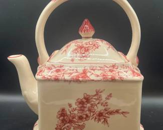 Cottagecore Cranberry Porcelain Pocketbook Teapot
